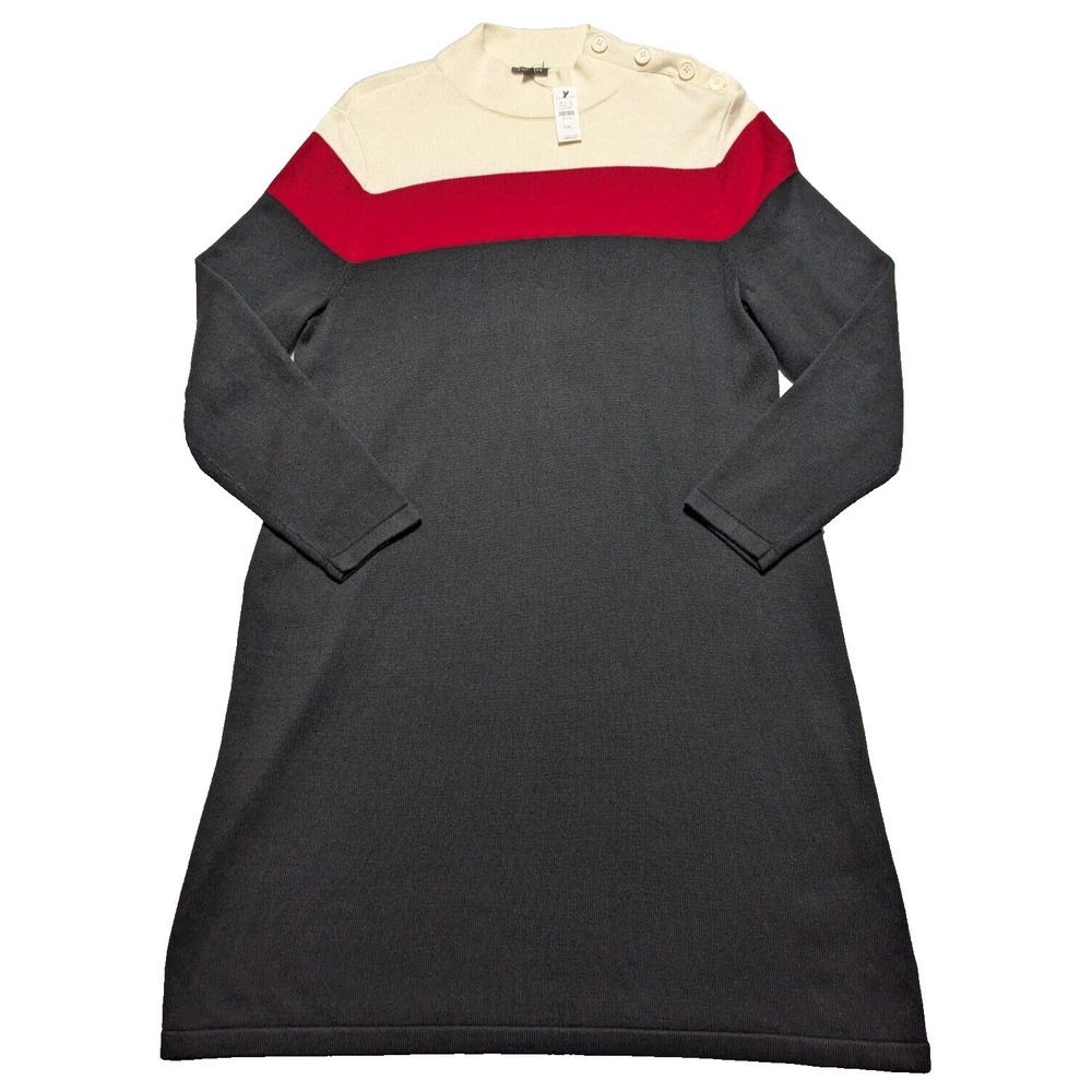 TALBOTS PETITE XLP Colorblock Mock Neck Cashmere Blend Sweater Dress NEW